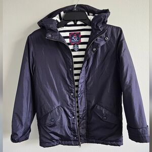 Brooks Brothers Dark Blue Hooded Lined Raincoat Size M (9-12)